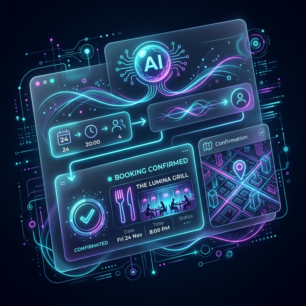 AI booking workflow illustration